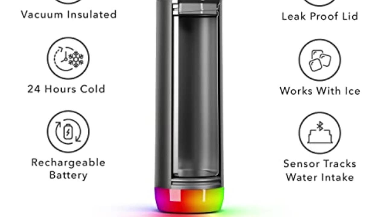 Hidrate Spark PRO Smart Water Bottle – Tracks Water Intake with Bluetooth, LED Glow Reminder