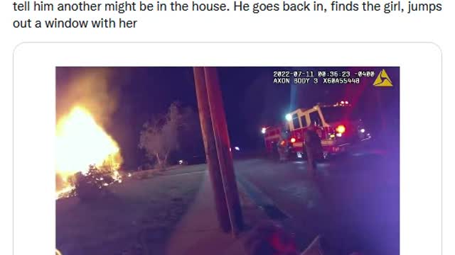 Young hero saves kids from fire.