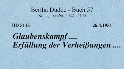 BD 5115 - GLAUBENSKAMPF - ERFÜLLUNG DER VERHEISSUNGEN ....