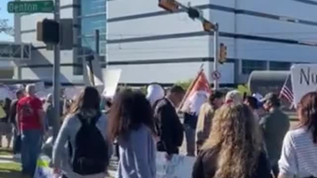 Protestors Chant "Let's Go Brandon" Outside Of Southwest Airlines Headquarters