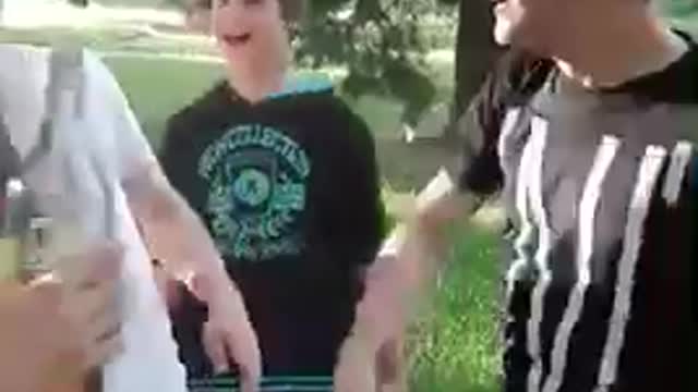Two guys slapping each other