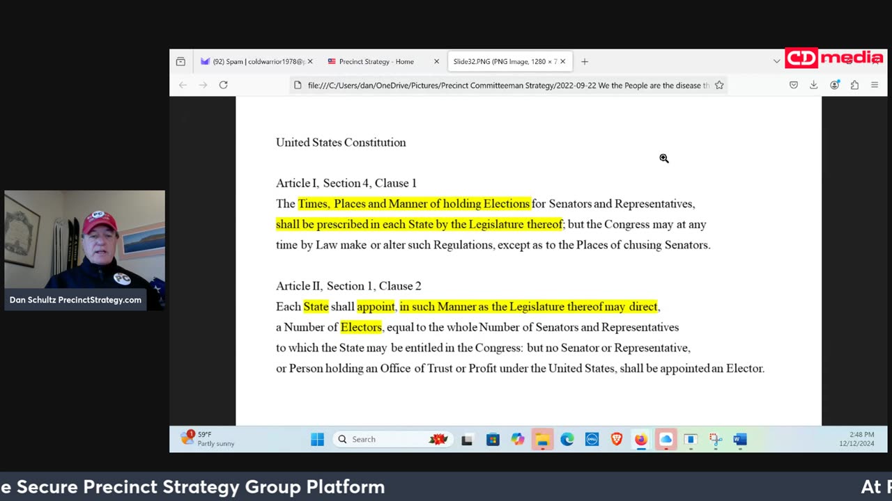 Precinct Strategy Know your state legislators? Dan Schultz December 12 2024