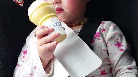 Little Girl Takes Nap Mid-Ice Cream Cone