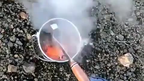 Harvesting lava.