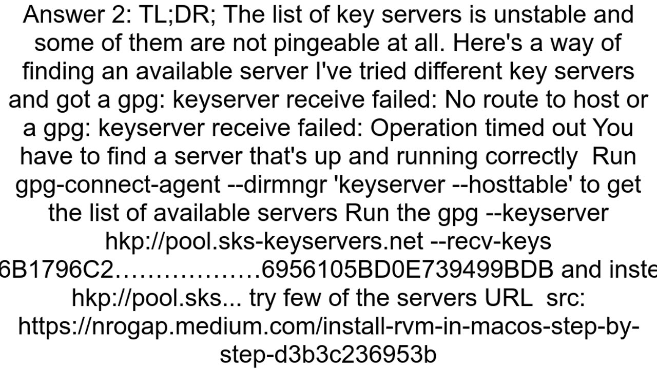 gpg keyserver receive failed No route to host stack overflow