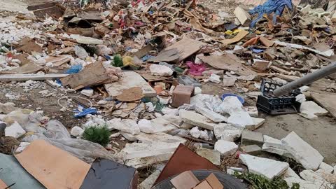 The demolition site of buildings in Korea