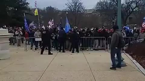 Police escorted protesters into buildings