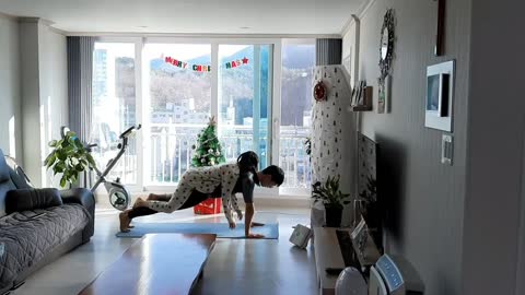 Push up with sister on my back