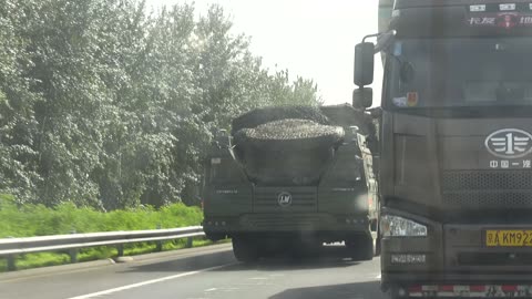 Chinese Military Vehicles spotted near on G4 near Xushui Service Area on 10 Aug 2024