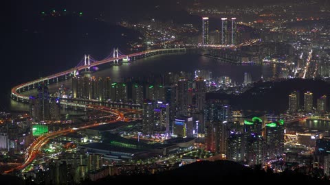Cityscape of Busan city at night