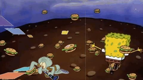 Squidward Is Playing With Tiles While It’s Raining Krabby Patties 🍔