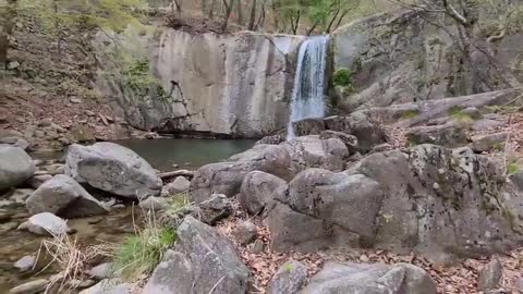 Waterfall of nature in the mountains.