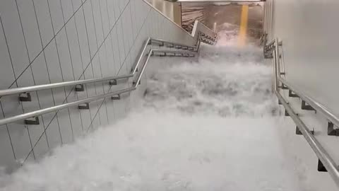Heavy floods due to torrential rain on the Toei Oedo Line in Tokyo, Japan 🇯🇵 (21.08.2024)