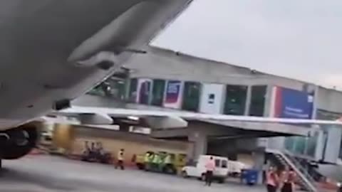 Airplane damage caused by two planes colliding at Brazil airport