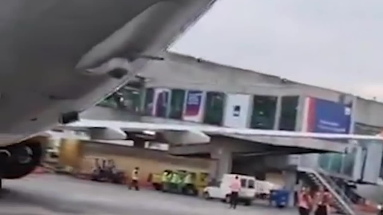 Airplane damage caused by two planes colliding at Brazil airport