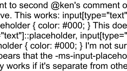 On Edge Browser how to change input placeholder text color using CSS