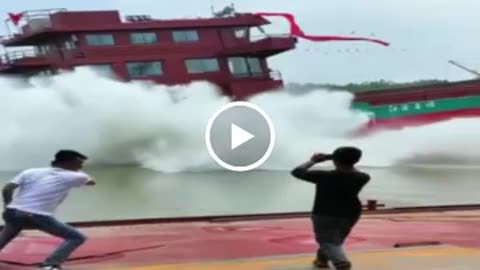 launching for the first time at sea one of the largest ships