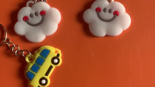 Key Pendant - bus under clouds