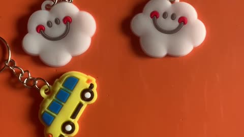 Key Pendant - bus under clouds