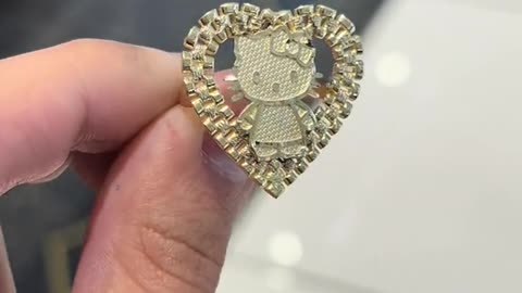 Real 10K Gold Designer Cat Heart Ring