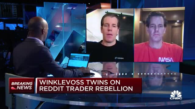 CNBC host fail - Tyler Winklevoss on reddit GameStop market mania. End of centralized finance.