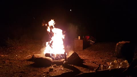 Mini cabin style campfire. Ambient.