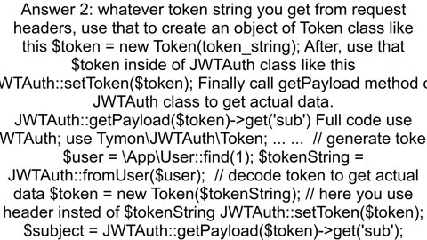 Find id of user with JWT token in laravel