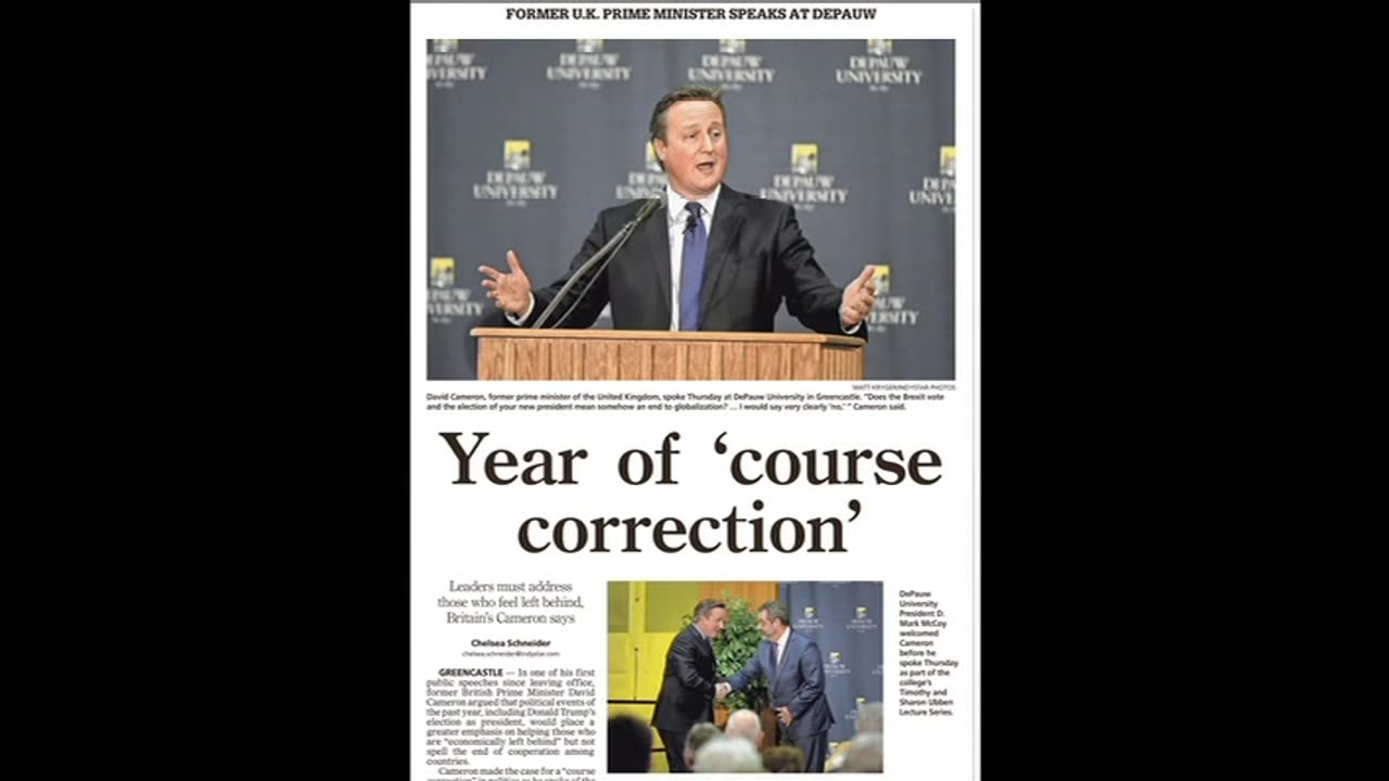 December 9, 2016 - Indianapolis Star Coverage of David Cameron at DePauw University