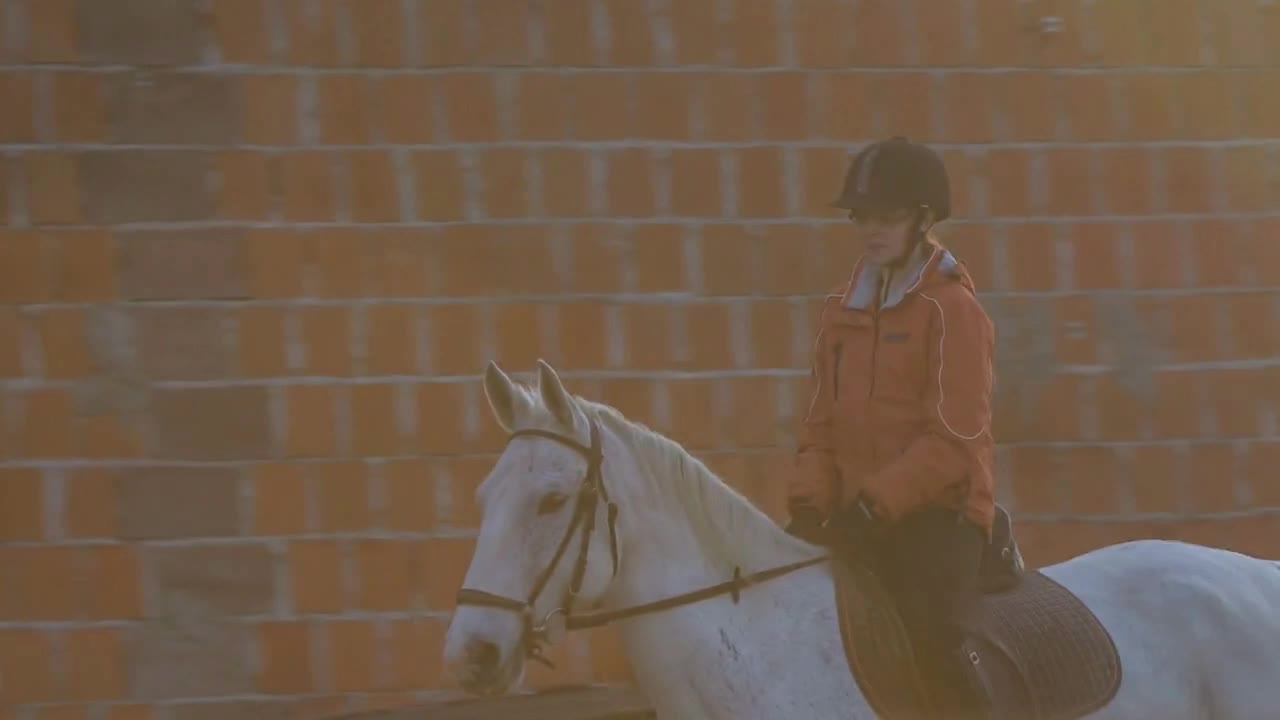 Person enjoying riding horse at sunset