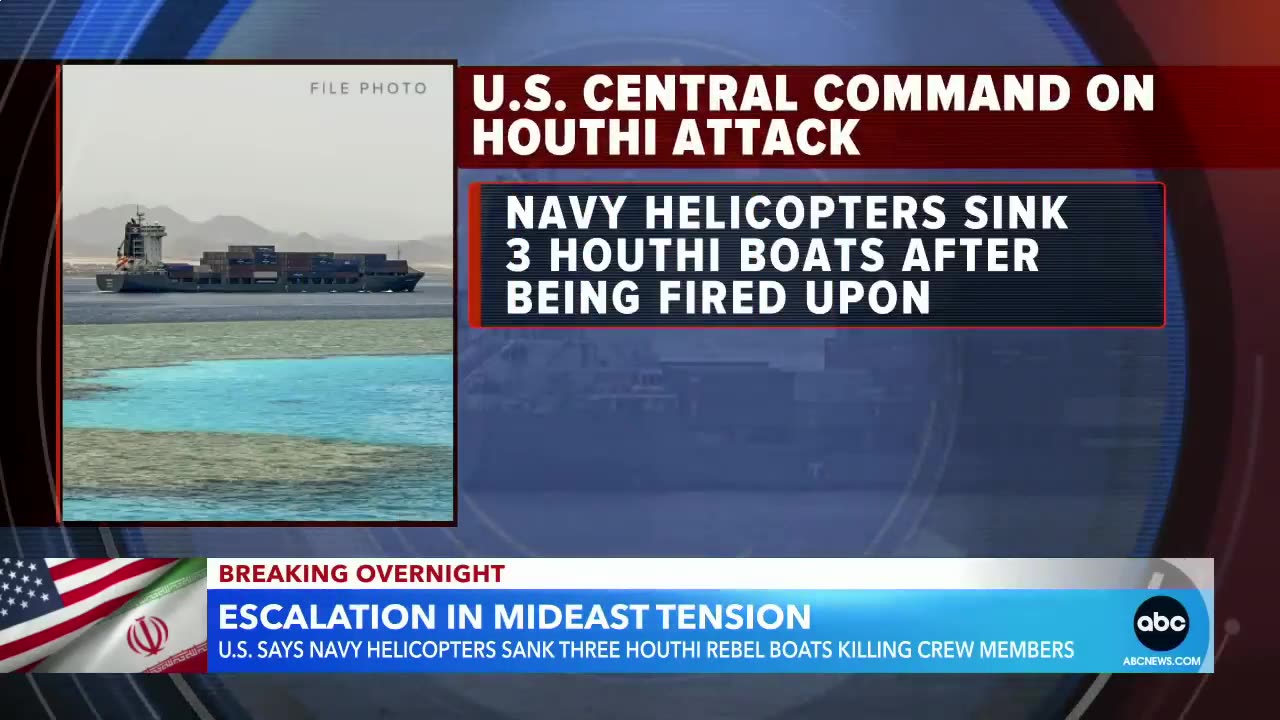 Yemeni Houthi Boats Sunk By US Navy Helicopters