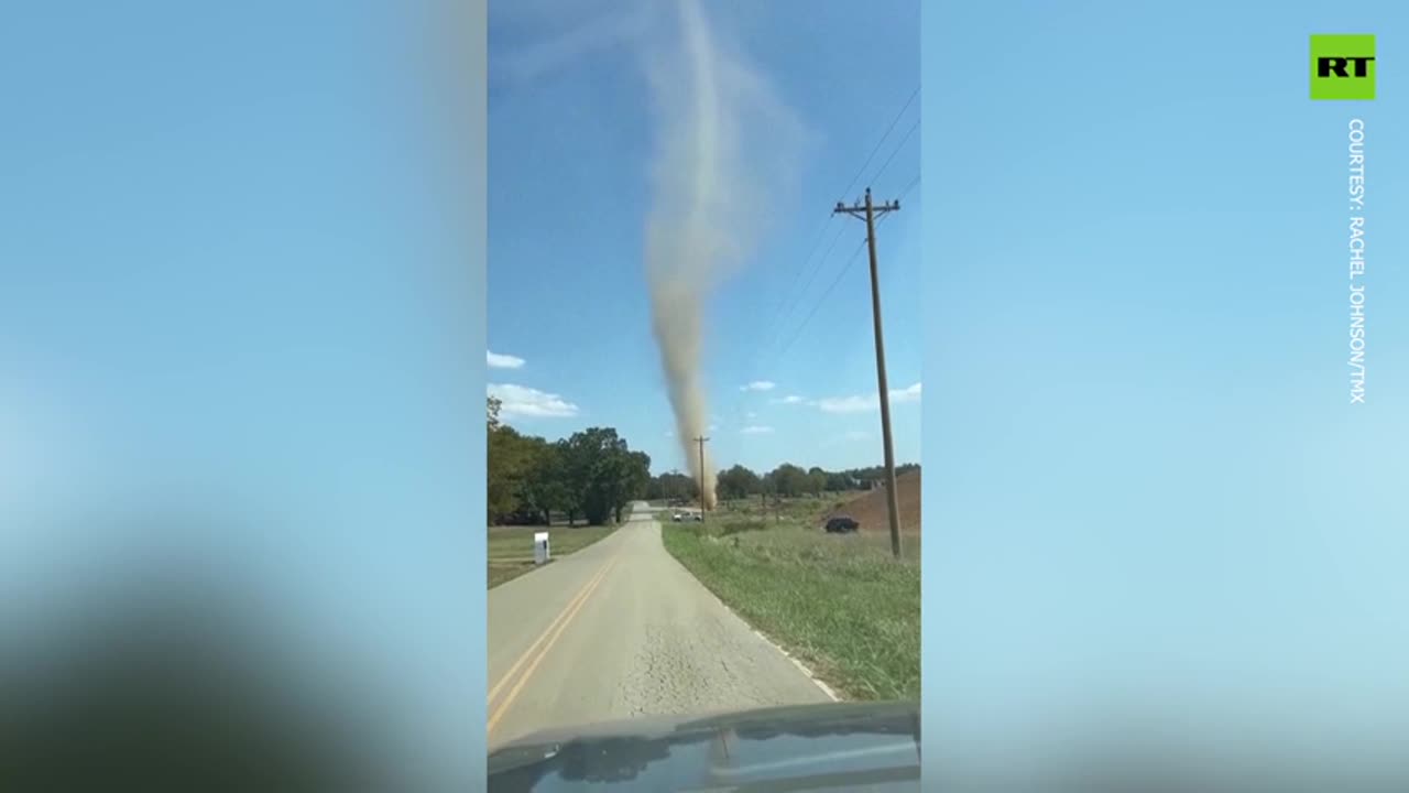 Dust devil captured by driver in rural Tennessee