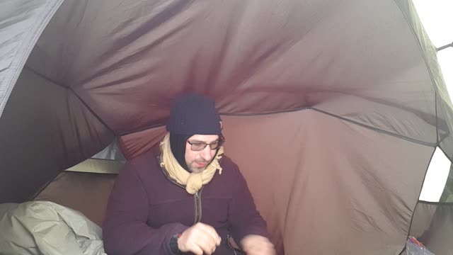 Getting changed in the SNUGPAK scorpion 3 . DARTMOOR 14th Dec 2022