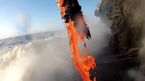 Amazing up Close Footage of Lava Entering the Ocean