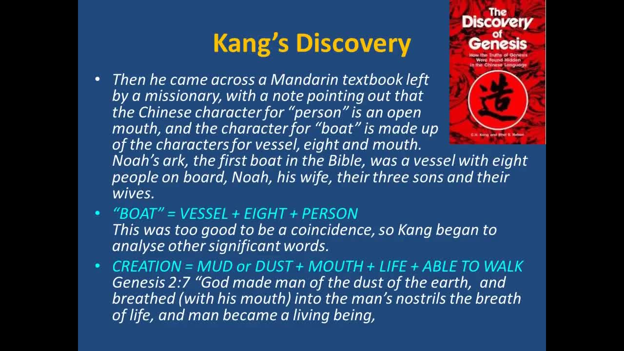 The story of Genesis derived from the Letters used in Chinese Language