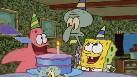 Squidward Is Playing With Tiles While SpongeBob And Patrick Wish Squidward A Happy Birthday 🎂