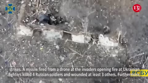 The drone attacked the trench where 7 Russians were - the shell made the Russians look like this