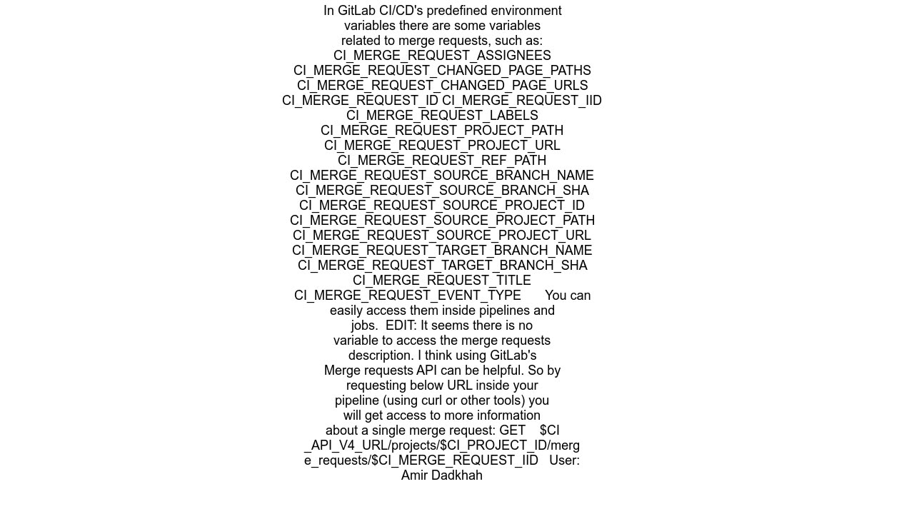 How to get Gitlab merge request description in Gitlab CI
