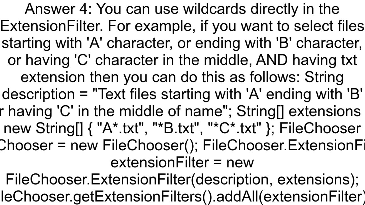 Javafx filechooser name filter