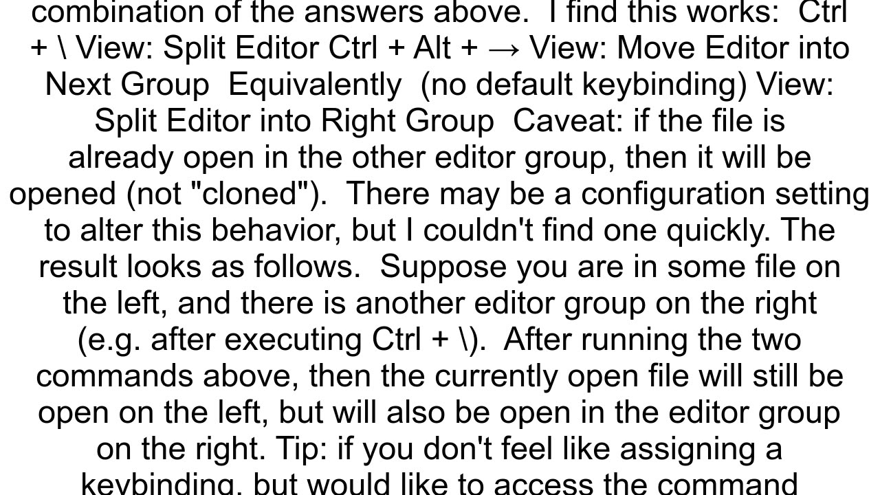 Open already opened file in a different editor group in Visual Studio Code