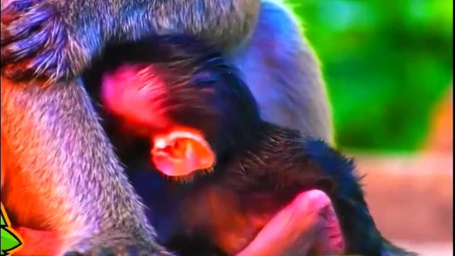 Newborn Baby Monkey with Big Family monkeys - Monkey Animals 023