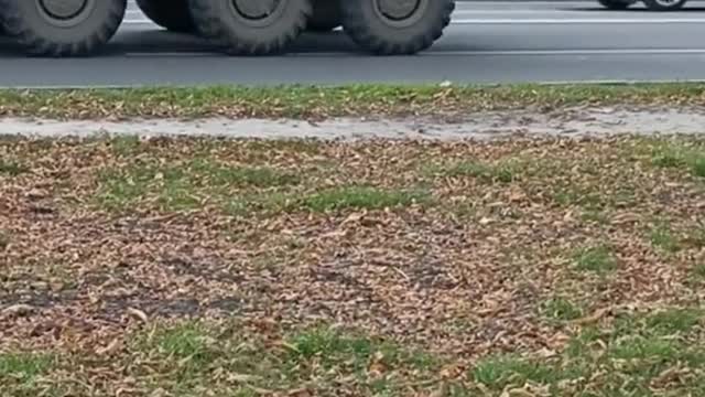 Column of Belarusian armored personnel carriers
