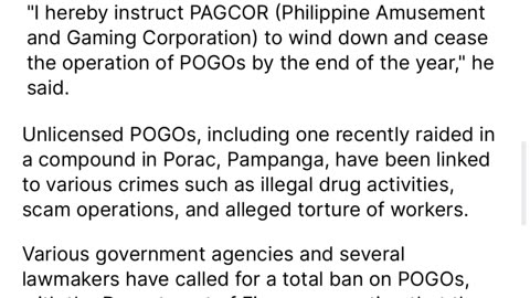 Marcos Jr. orders POGOs to cease operations by end of year