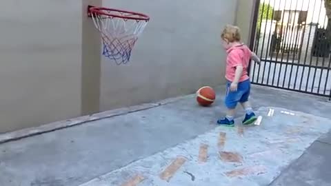 22 month old baby plays basketball - makes every shot