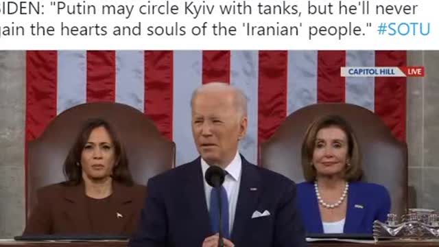BIDEN: "Putin may circle Kyiv with tanks, but he'll never gain the hearts 'Iranian' people.