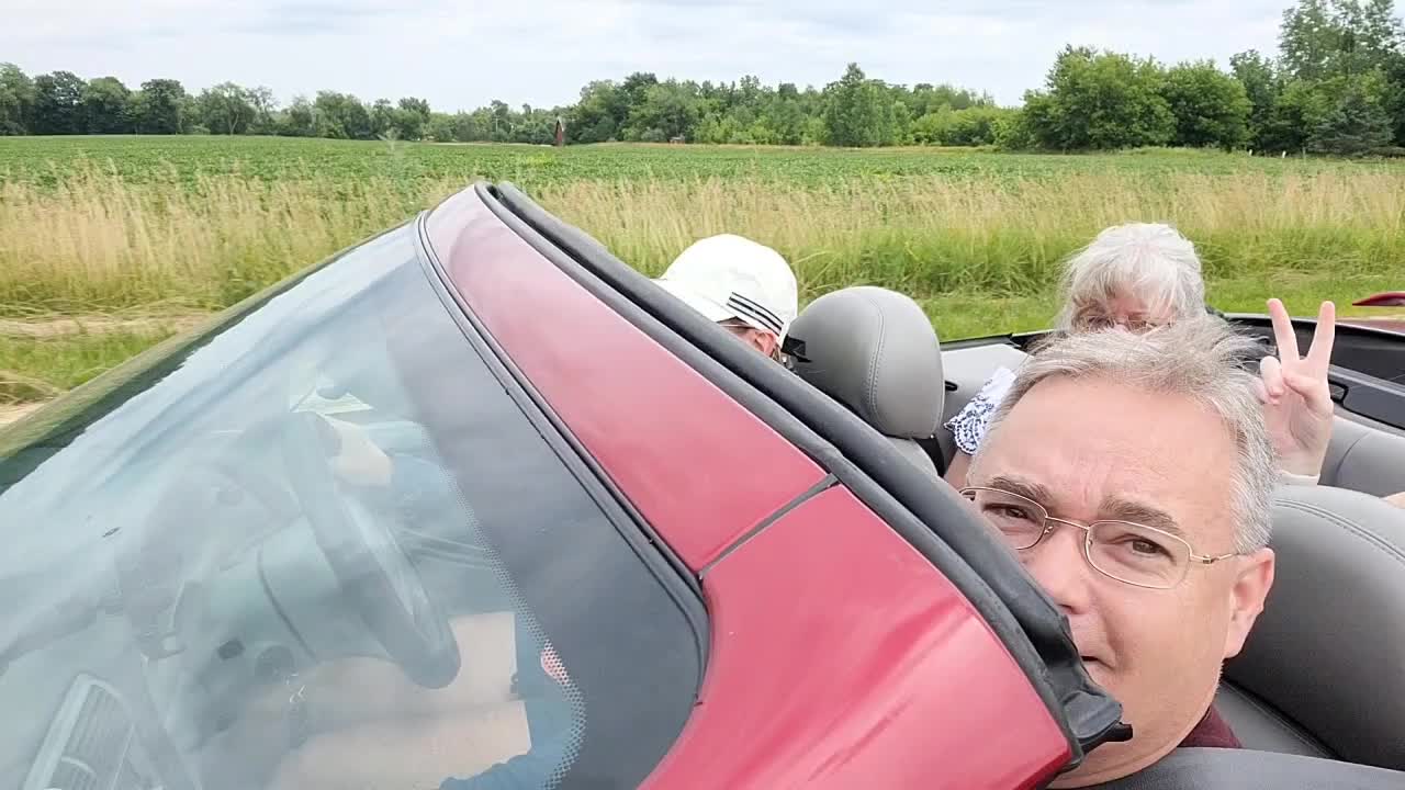 Driving with the top down.