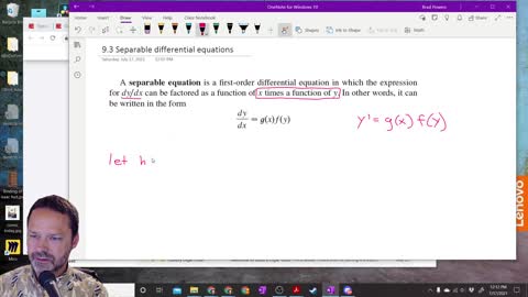 Calculus 2 - Section 9-3 - Intro to Separable equations with an example