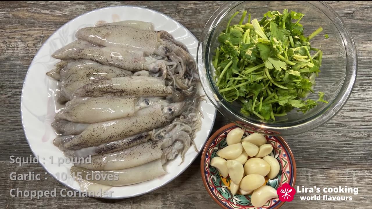 Fried squid (Lulas fritas), from Algarve Portugal (world famous vacation spot), with 3 ingredients