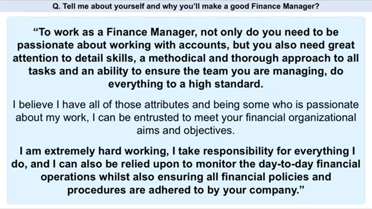 FINANCE MENEGER (interview Questions (How To Become Answer Finance Meneger!)