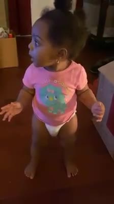 Funny ..Baby encouraged to take first step