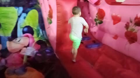 The baby is playing